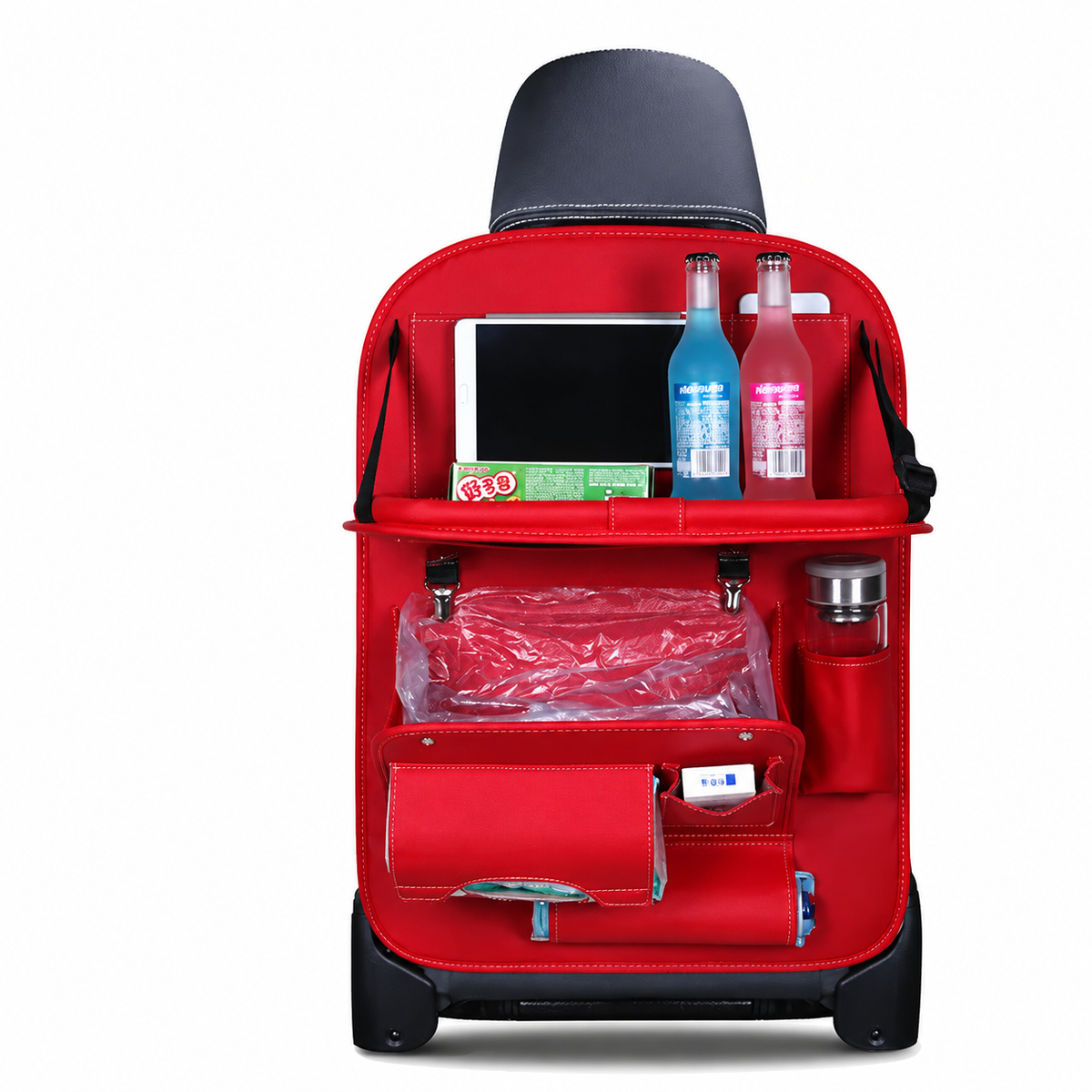 Leather Car Seat Organizer with Tray