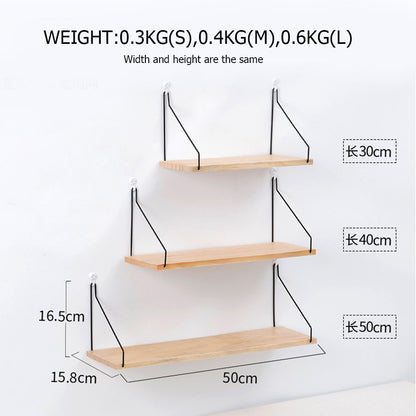 Iron Wooden Wall Shelf for Home Living Room Decor
