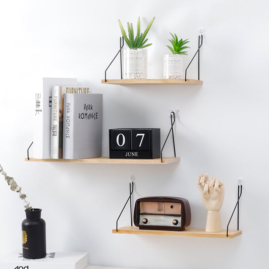Iron Wooden Wall Shelf for Home Living Room Decor