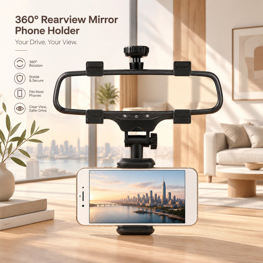 360° Rearview Mirror Phone Holder