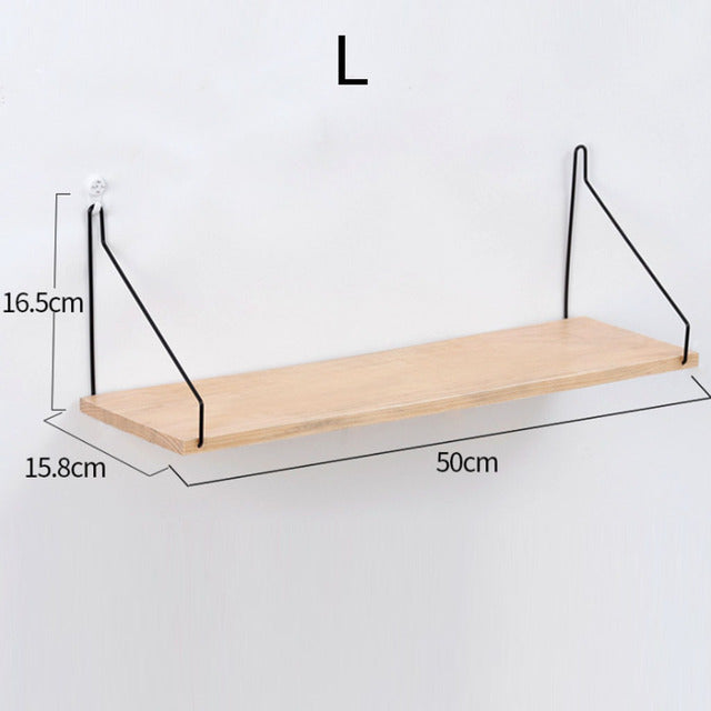 Iron Wooden Wall Shelf for Home Living Room Decor