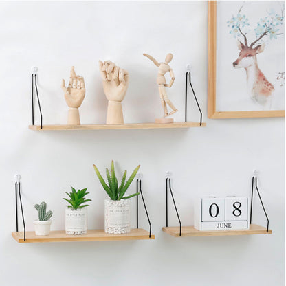Iron Wooden Wall Shelf for Home Living Room Decor